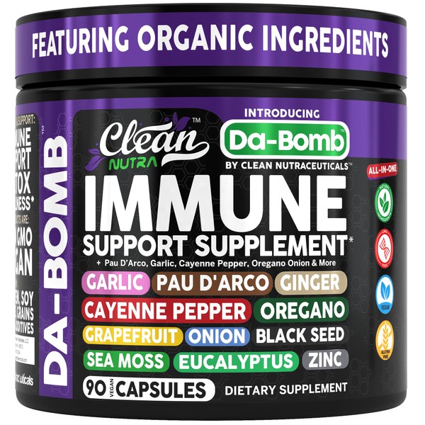 Organic Immune Support with PAU D'Arco Garlic Cayenne Pepper Oregano