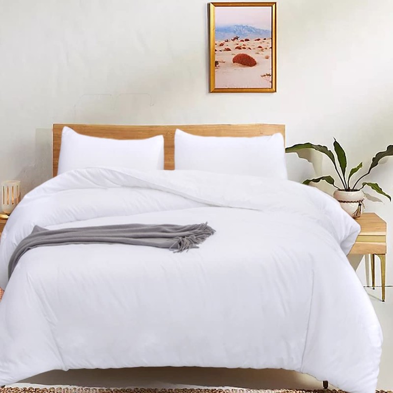 CLOTHKNOW White Queen Comforter Set 3Pcs White Bedding Comforter Sets