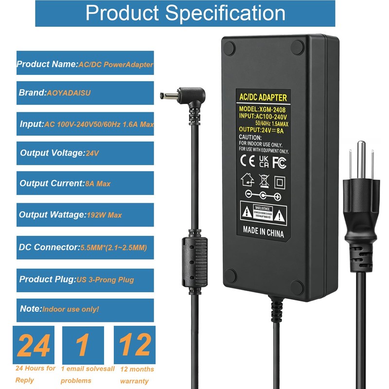 24V 8A Power Supply 192W AC 100-240V 50-60hz to DC