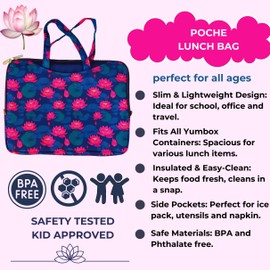 Yumbox Poche - Insulated Sleeve Lunch Box with Handles and Exterior Pockets (Lotus Flower)