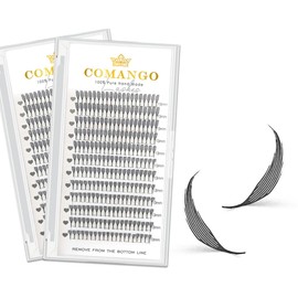 CoMango Premade Spire Lashes Anime Lash Fans C/D Curl Manga Chunk Natural Wispy Lash Extension Feather Shape Comic Lashes 0.07mm lndividual Lashes (Black Spire, 0.07-D-13mm)