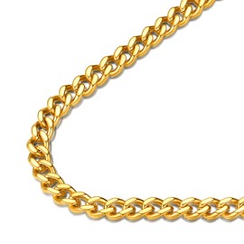 FindChic Men Curb Chain Necklace 18K Gold Plated Hip Hop Rapper 5MM Link Chains for Men 20''