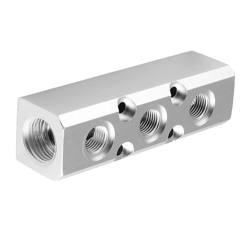 Iceyon 3 Way Pneumatic Manifold Air Distribution Block, Aluminum Alloy