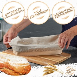 Robin Goods® 2 x Oval Baker's Lines - Linen Cloth with Elastic Waistband - Baker's Lines for Proofing Baskets - Dough Cloth - Insert for Bread Basket - Baking Accessories (Baker Lines Oval - Pack of