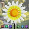Decorative Metal Garden Daisy Wind Spinner, Decorative Garden Stakes, Daisy