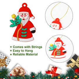 VEYLIN Christmas Gingerbread Ornaments,12 Pack Assorted Santa Claus Snowman Ginger Man Clay Figurine with Strings for Xmas Tree Decorations