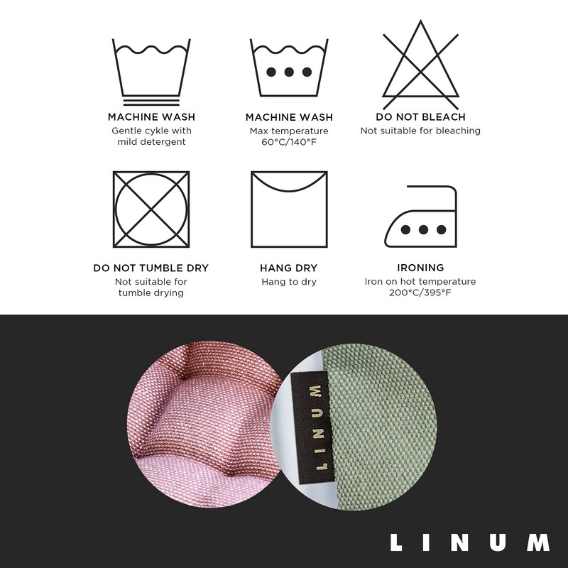 Linum Pepper Elegant Round Seat Cushion, Diameter 37 cm, 100%