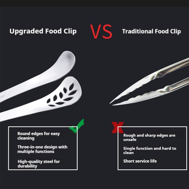 11 Inch Stainless Steel Steak Tongs, Multipurpose Kitchen Cooking Clamps