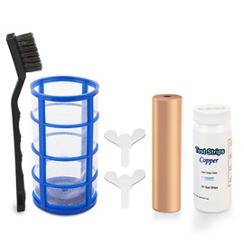 Binmaton Pool Ionizer Copper Anode Replacement (Copper Anode*1, Filter Basket*1, Metal Brush*1, Copper Test Strips*1, Screw*2), Copper, Blue, White, Black, RE001