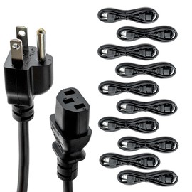 Rebuild Skills UL Approved (10FT 18/3-10PK) Universal Computer Monitor Power Cord, C13 Power Cable for Monitor, PC, Desktop, Printer, Scanner, 10Amps 18 AWG GA NEMA 5-15P to IEC13