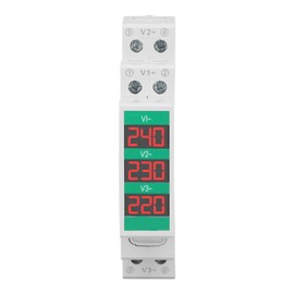 3 Phase AC Voltmeter Voltage Meter 60‑450V LCD Digital Display Voltage Meter Electric Power Meter with Din Rail Mount