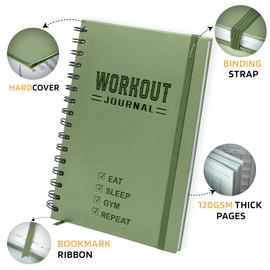 Hardcover Fitness Journal Workout Planner for Men & Women - A5 Sturdy Workout Log Book to Track Gym & Home Workouts