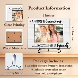 Fbitey Coworker Gifts Picture Frame, Best Friend Photo Frame, Thank You Appreciation Gifts for Coworkers Friends, Wood 4x6 Photo Picture Frames for Desk Display-D09