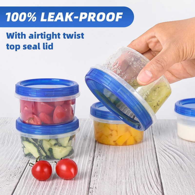 Freezer Storage Containers, [12 Pack-8 oz] Ultra Thick Freezer Containers