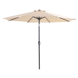 PHI VILLA 9ft Patio Umbrella Clearance, Outdoor Market Table Umbrellas with 8 Ribs and Push Button Tilt for Garden Deck & Poolside, Beige