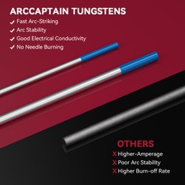 ARCCAPTAIN TIG Tungsten, TIG Welding Tungsten Electrode Red - 5pc 1/16" x 7" & 5pc 3/32" x 7" (WT20/EWth-2)