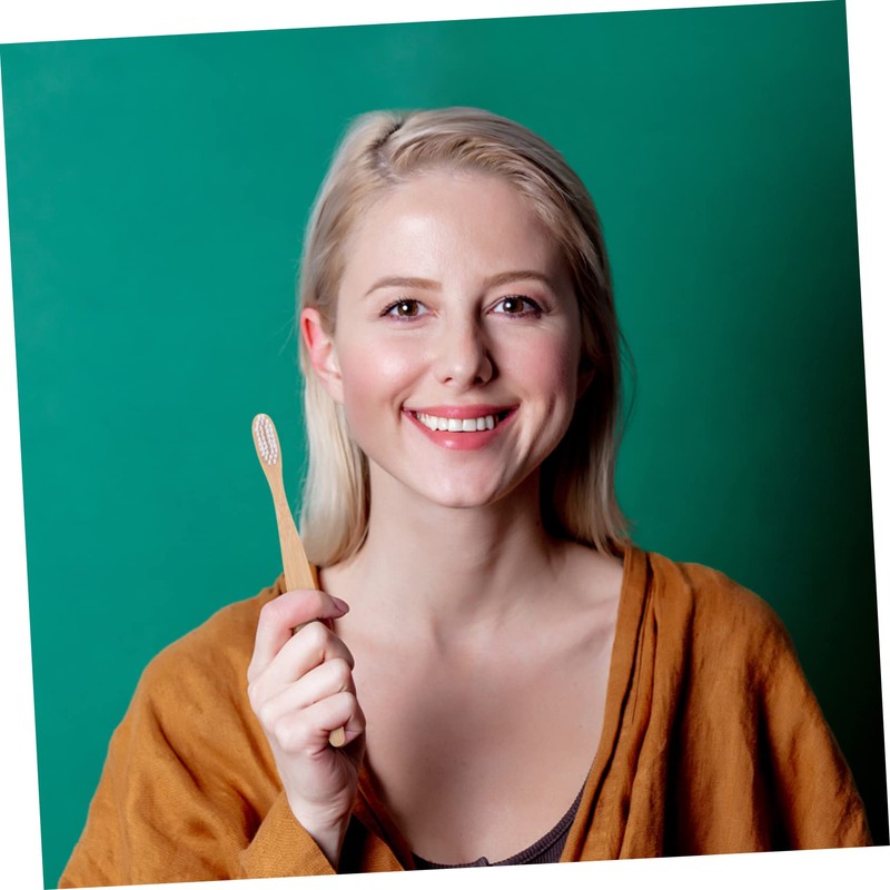 IWOWHERO 2Pcs Bamboo Toothbrushes with Soft Bristles for Adults Natural
