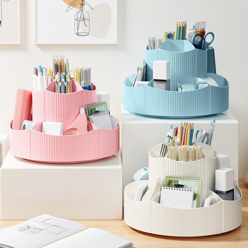 NUODWELL Pen Pencil Holder Desk Organiser, 360° Rotating Pencil Pots