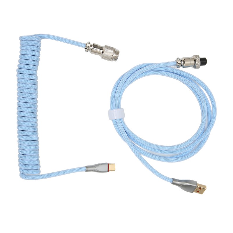 Mechanical Keyboard Cable Double Sleeve Custom Coiled with Detachable Metal