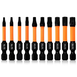 Hilpaty Torx Bit Set 10Pcs Length 50mm Impact Driver Bits T8 T9 T10 T15 T20 T25 T27 T30 T35 T40 Magnetic Star Screwdriver Bits, 1/4" Hex Shank