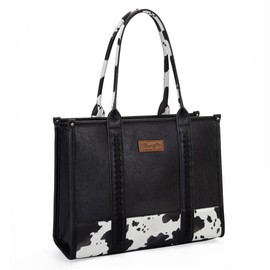 Wrangler Cow Print Large Tote Handbag for Women - Color: L Black