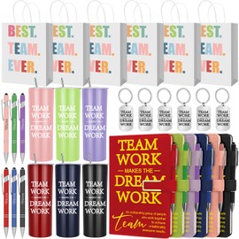 Patelai 6 Sets Team Appreciation Gift Bulk for Employee Coworker 20oz Stainless Steel Tumbler A5 Notebook Thank You Stylus Pen Building Keychain Gift Bag Inspirational for Staff Nurse Social Work