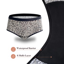 AIRCUTE Washable Leaks Proof Urine Incontinence Underwear for Women Absorbency Leopard Hipster Panties (Beige Leopard, Large)