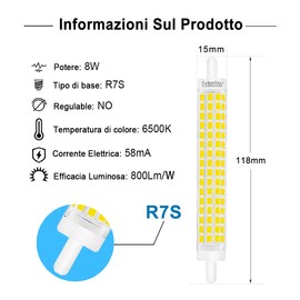 EXTRASTAR R7S LED Non-Dimmable 8 W 118 mm LED Bulb with Double Linear Effect 6500 K Equivalent to 64 W, 800 lm, Pack of 2, Cool White