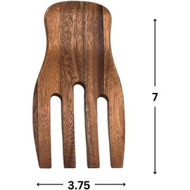 Acacia Wood Salad Servers, 7-inch Serving Hands, Set of 2, Brown (7-inch Wood)