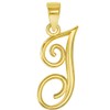 Jewelry America 14k Yellow Gold Elegant Script Letter J Cursive