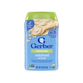 Gerber Stage 1 Baby Food, Organic Baby Oatmeal Cereal, 14g Whole Grains, Iron, Zinc & Vitamin B12, Infant Cereal, 6-Pack