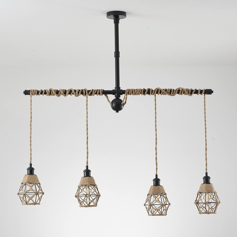 Metal Cage Handcrafted Woven Lampshade in Natural Neutral Jute Rope