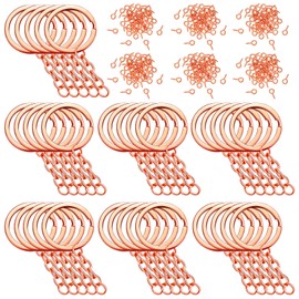 250 Pieces Keychain Rings Including 35 Pieces Keychain Rings and Jump Rings and 180 Pieces Screw Eye Pins for Jewelry Making (Rose Gold,25 mm)