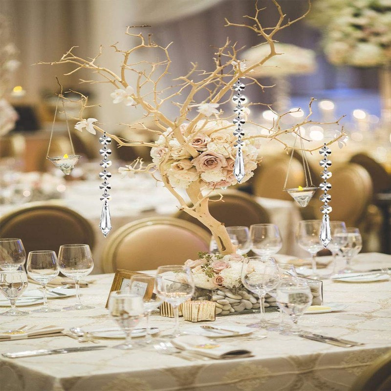 HOHIYA 30pc Hanging Crystals for Centerpieces Acrylic Chandelier Replacement Garland