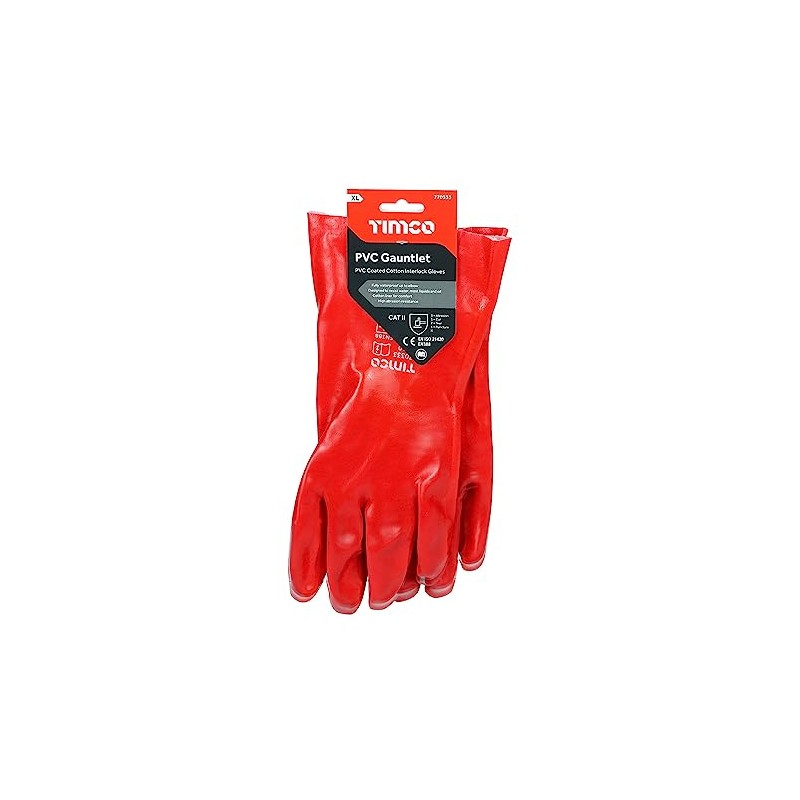 Timco - PVC Gauntlets - PVC Coated Cotton Interlock (Size