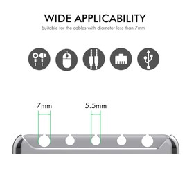 AHASTYLE Kabelhalter Kabel Organizer mit 5 Steckplätzen Kabelmanagement Schreibtisch Kabelclip Organisation für Büro Zuhause und Auto USB-Kabel/Netzkabel/Draht (Grau)