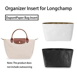 D.DUO Organizer Insert for Longchamp, Purse Insert Organizer, Waterproof DupontPaper Bag Insert Organizer for Tote Bag (Black, Medium)