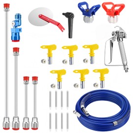 22-Piece Airless Paint Sprayer Kit – 3600 PSI Spray Gun with 50ft High Pressure Hose, 6 Reversible Tips, 4 Extension Rods, 6 Filters, Guide Tool & Nozzle Seat – Professional Painting Set