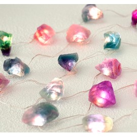 Nature Colorful Fluorite String Lights 6.5 FT 20 LED String Lights for Bedroom USB/Battery Operated Sea Glass Crystal Decor Perfect Decorative Lights for Bedroom Sea Glass Christmas Tree Kit