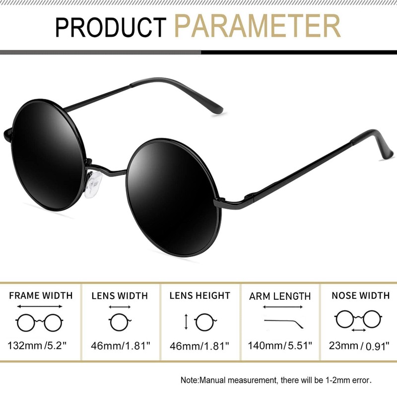 Joopin Women’s Men’s Vintage Round Sunglasses – Retro Lennon Circle