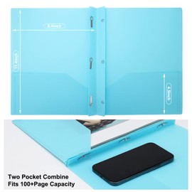NAFY 3 Prong Plastic folders Project Folders with 2 Pockets,Plastic File Folders 5 Packs 5 Colors with 3 Fasteners A4 Letter Size Project Organizer for Office School Waterproof Folder (A)