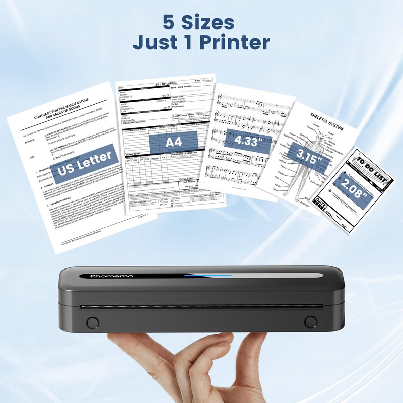 Phomemo Portable Thermal Printer, M832 Inkless Portable Printers Wireless for