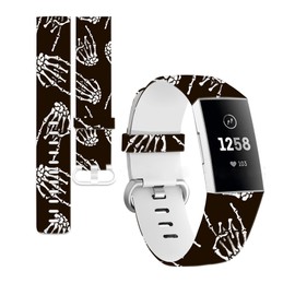 ALTEKO Bands Compatible with Charge 4 / Charge 3 / Charge 3 SE for Women Men, Soft Silicone Sport Replacement Band, Cute Wristbands Strap Fitness Sport Band Cute Rock Skull Hands