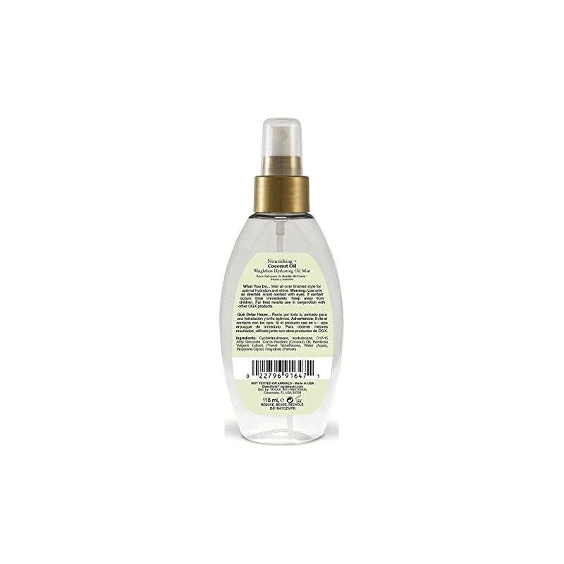 Ogx Coconut Oil Hydrating Oil Mist Weightless 4 Ounce (118ml)