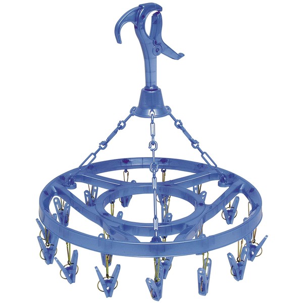 Ohe My Laundry 2 Laundry Drying Hanger, Round, Blue, 20 Clothespins, Rod, Clothesline, Lintel, Gripping Hook