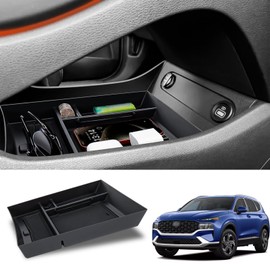 Neepiar Center Console Organizer Compatible with Hyundai Santa Fe 2021 2022 2023 Lower Center Console Storage Box Tray Interior Accessories