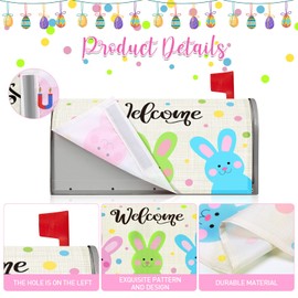 Blosssound Easter Mailbox Cover Magnetic Standard Size 20 x 18 Inch Spring Welcome Post Box Cover Decorative Colorful Bunny Magnetic Mailbox Cover for Home Yard Garden Decorations