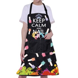 CMNIM Nail Tech Aprons with Pockets Salon Aprons for Nail Tech Nail Artist Gifts Manicurist Apron for Woman Keep Calm and Nail It (Keep Calm and Nail It)