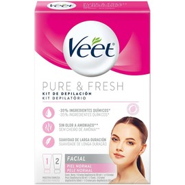 Veet Pure & Fresh Kit de Depilación Facial para Piel Normal Envase de 100ml