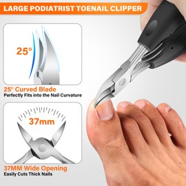 DRMODE Toenail Clippers for Seniors Thick Toenails, Large Toe Nail Clippers for Men Thick Nails with Wide Opening, Sharp Heavy Duty Ingrown Toenail Clippers Nail Cutter Long Handle with Slanted Blade